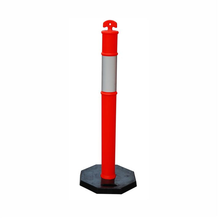Poste Seguridad de 110cm. con base negra con reflectivo HI-SEG