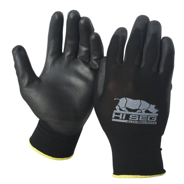 Guante Negro Bañado de PU HI-SEG