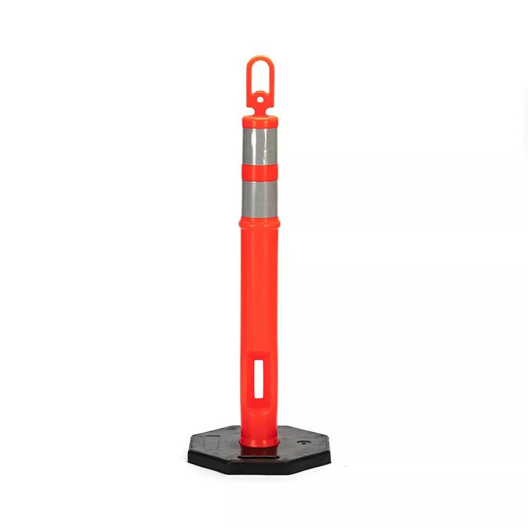 Poste Seguridad de 110cm. con base negra con reflectivo HI-SEG